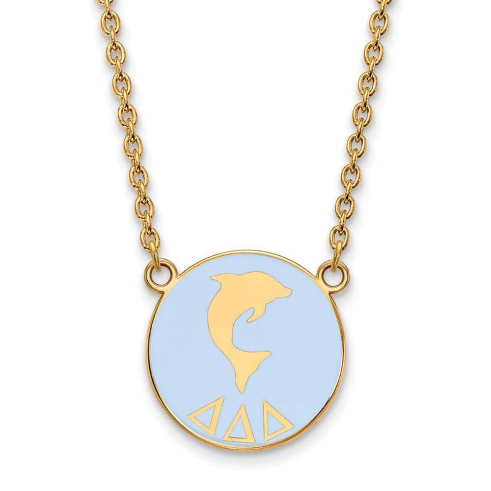 14K Plated Silver Delta Delta Delta Large Enamel Mascot Necklace